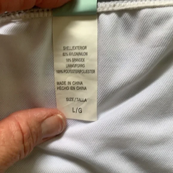 Hot Water Bikini Bottoms, Gray & White striped with Neon Yellow sides, Sz L - Picture 5 of 5